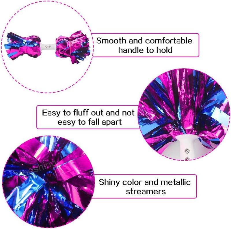 Hooshing 2PCS Pom Poms Cheerleading Professional Cheer Pom Poms with Baton Handle (No Zip Tie) for Cheer Squad Team Sports Spirited Party Dance Training - Image 4